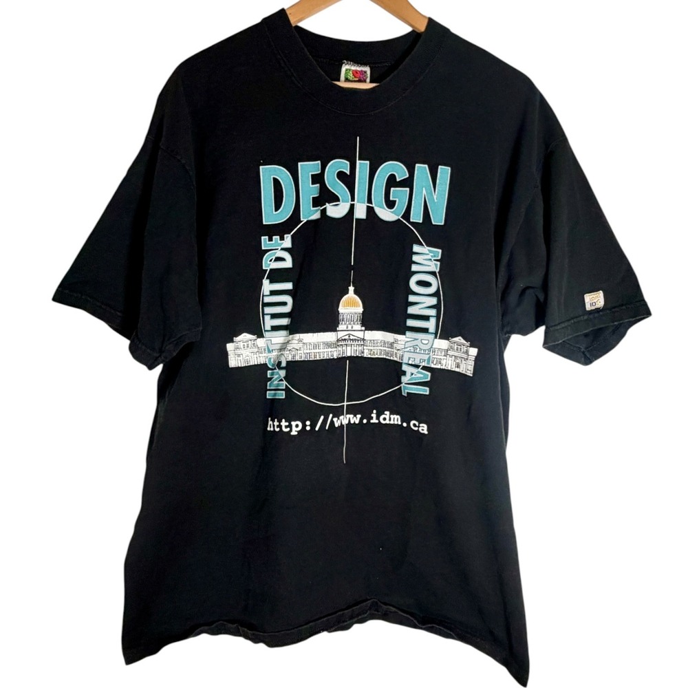 Vintage Fruit Of The Loom Men's Rare Institut Design Montreal T-shirt Black XL